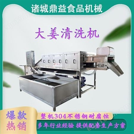 鼎益食品机械 生产全自动洗姜机 6米大姜清洗流水线 多功能毛辊清洗机