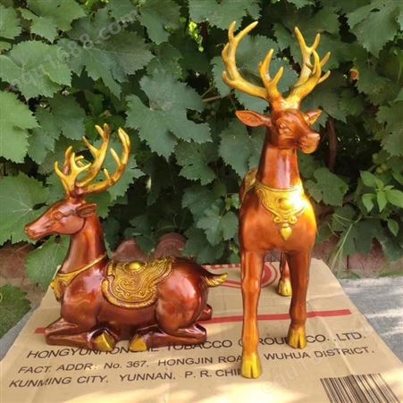 仿真动物雕塑工艺品 梅花铜鹿雕塑摆件 家居庭院铜雕装饰品