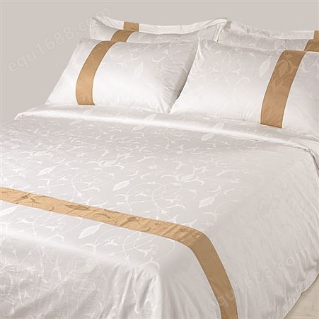 酒店布草 纯棉加密宾馆四件套 60s白色床单 全棉贡缎客房床上用品