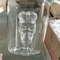 高鹏硅酒瓶 吹制白兰地酒瓶  创意骷髅酒瓶  个性玻璃白酒瓶
