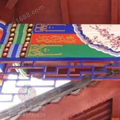 光盛 赣州经典中式门头彩绘装修 古建柏叶门楼精美彩绘