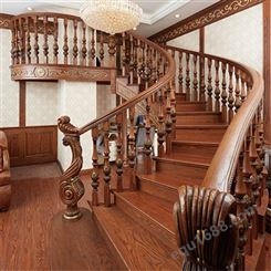 中式雕花楼梯 家用楼梯 原木楼梯批发