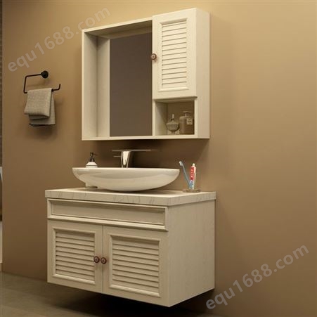 华铝家居现代简约太空铝全铝浴室柜石英石台面卫生间柜子白橡木色