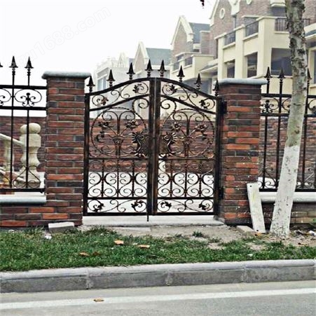 中式美式 欧式别墅小区庭院铁艺电动大门 护栏护窗 结实耐用