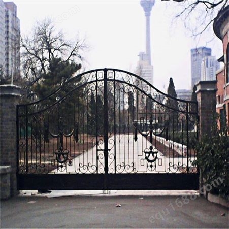 中式美式 欧式别墅小区庭院铁艺电动大门 护栏护窗 结实耐用
