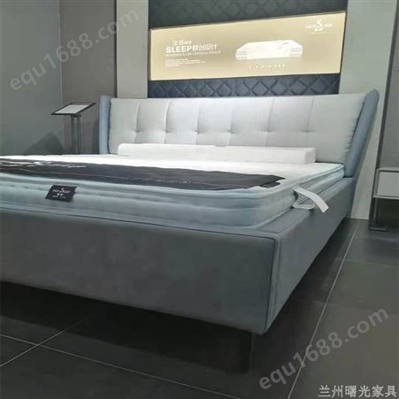 意式极简棉麻布床 双人床卧室床软体床-曙光家具