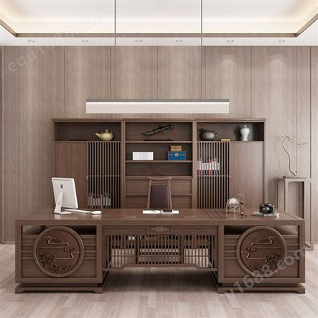新中式办公桌实木老板桌椅组合价格 现代简约总裁桌经理大班公家具定制