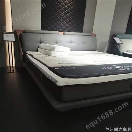 兰州床双人床 实木布床高密度海绵靠包布床 曙光家具批发供应