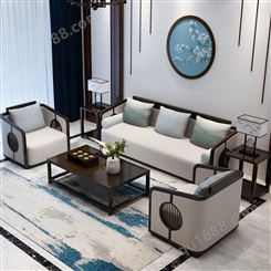 上海新中式贵妃沙发 现代简约123组合沙发  新中式实木沙发组合