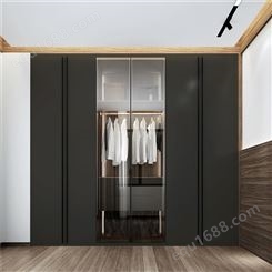 整体衣柜定制 现代经济型实木衣柜 简易衣橱卧室雅赫软装